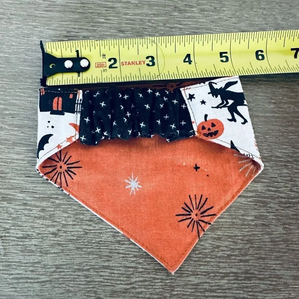 Halloween Fall Dog Spooky Print Bandana Neck Collar XS